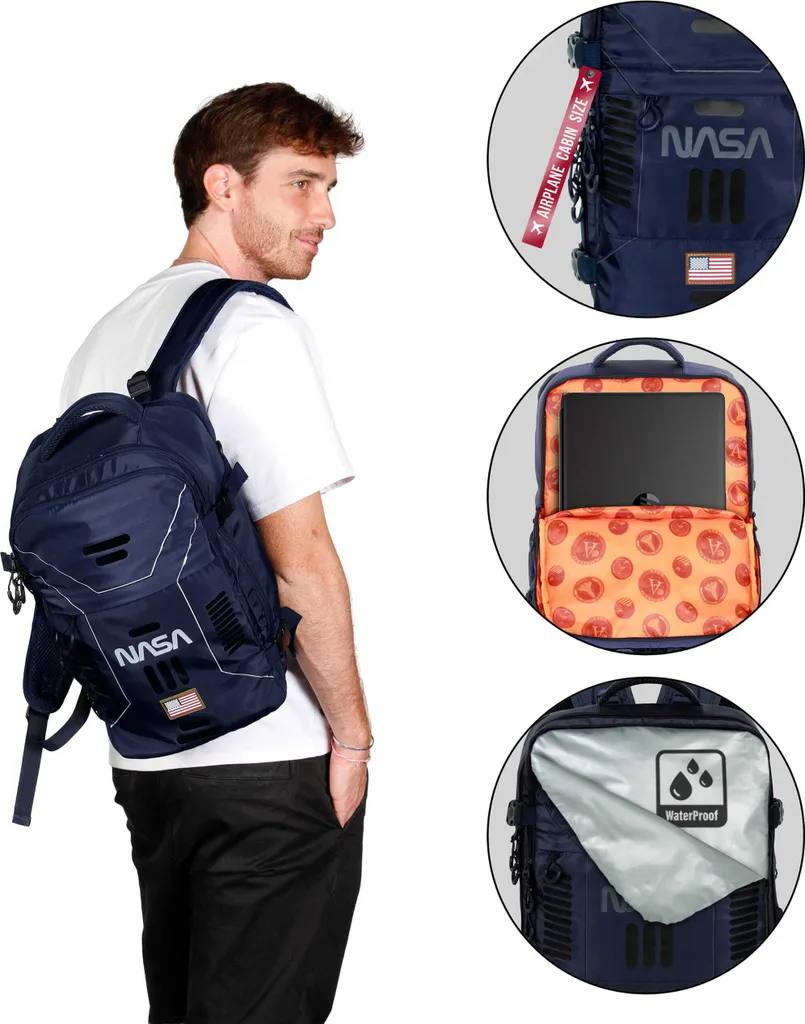Sac à dos Cabine NASA City Travel Bleu Mercure 40x25x20 cm Bagage - 10