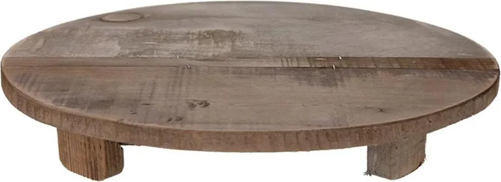 Plateau de collecte naturel ø38x7cm avec socle en bois recyclé robuste