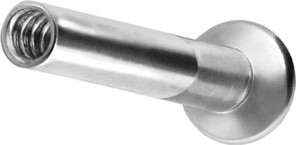 Ohrpiercing, Nasenpiercing Titan Triple Piercing Mini Labret mit Innengewinde ohne Kugel Silber Stablänge: 6mm