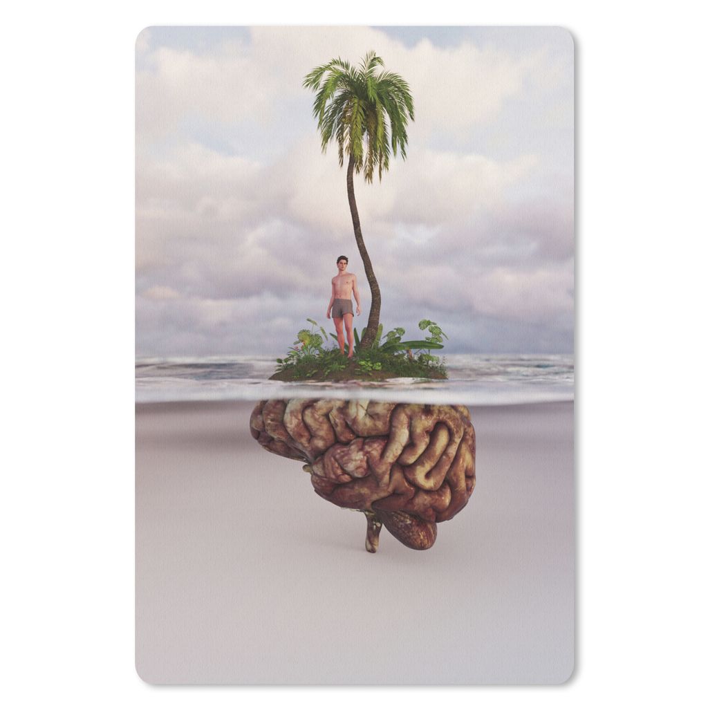 MuchoWow Mauspad Mousepad Meer - Insel - Gehirn 40x60 cm - Mousepads - Maus Mat - Pad - Mausunterlage - Schreibtisch Accesoire