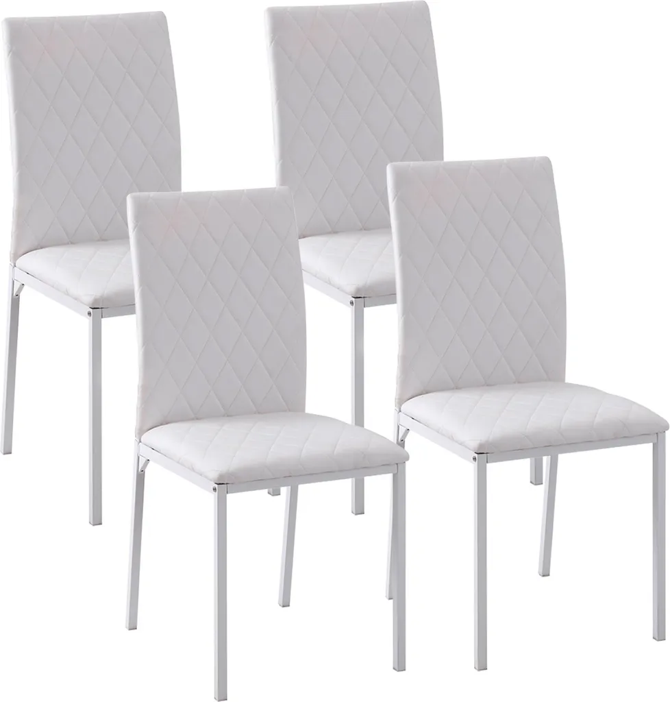 Chaises de cuisine rembourrées lot de 4 coloris blanc et pieds noirs