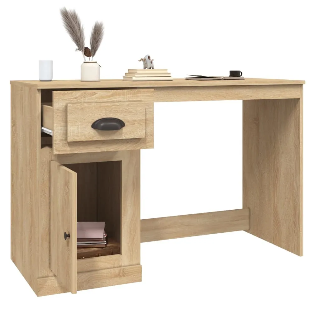 Postazione Smart Working Rovere Sonoma 115cm - Scrivania Computer con Cassetto - 5