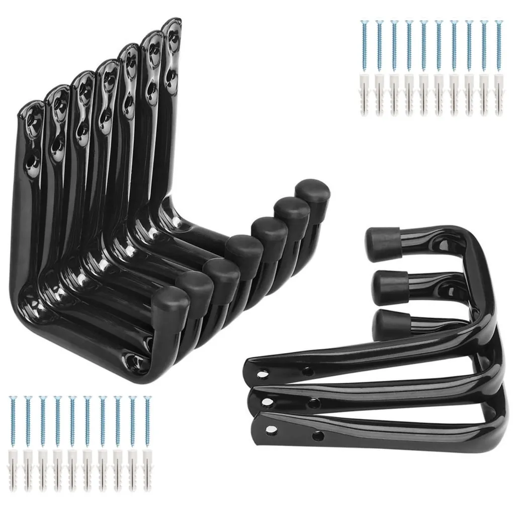 Support mural pour garage et cintres utility en acier noir, pack 10