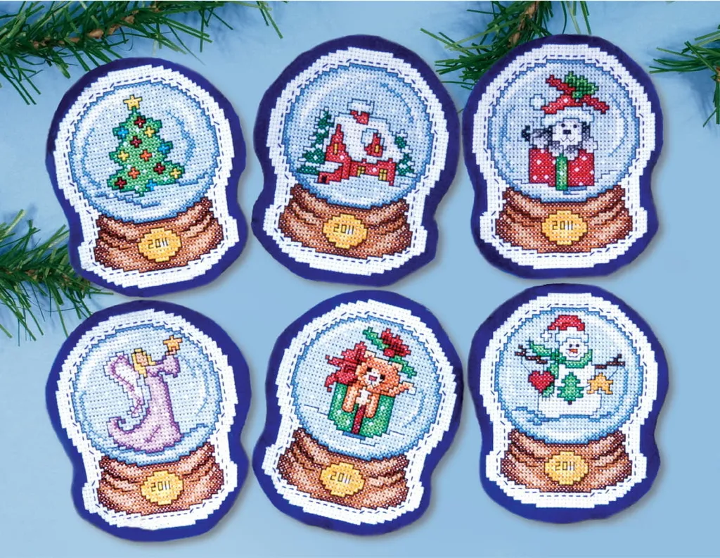 Kit Ricamo Punto Croce Natale Design Works - 6 Globi Neve da 10cm