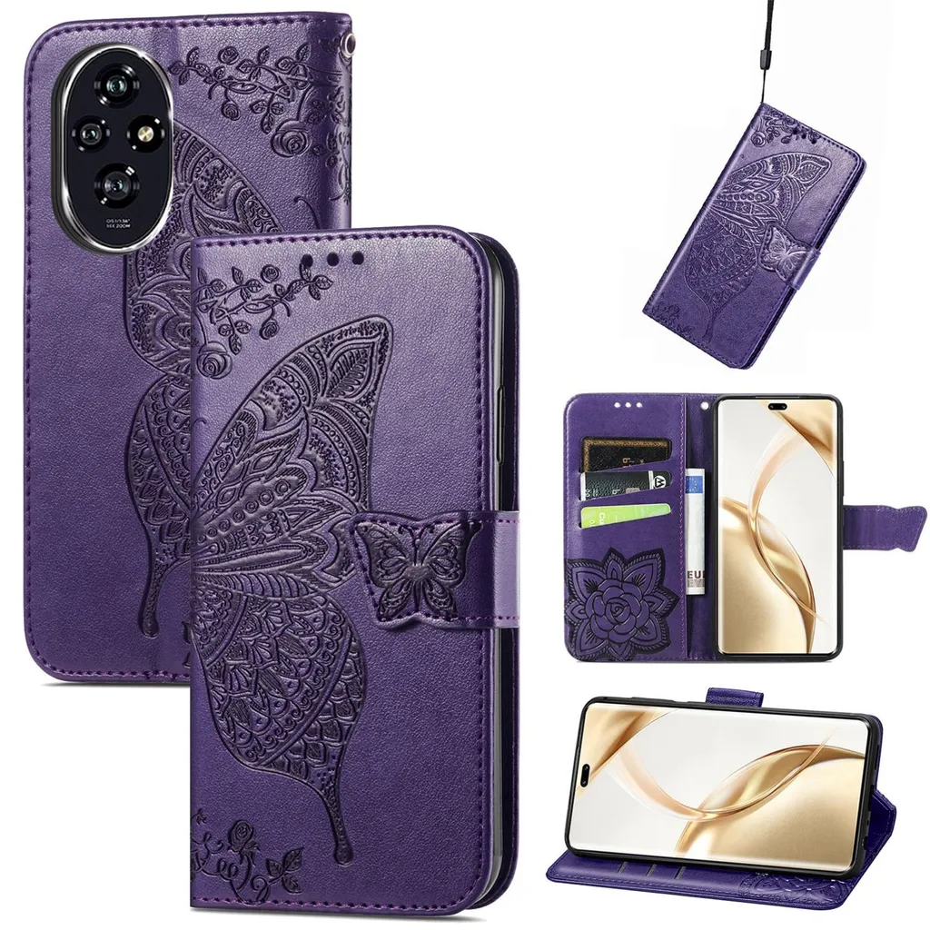 Custodia Honor 200 Pro Business Portafoglio Viola Farfalla | Pro