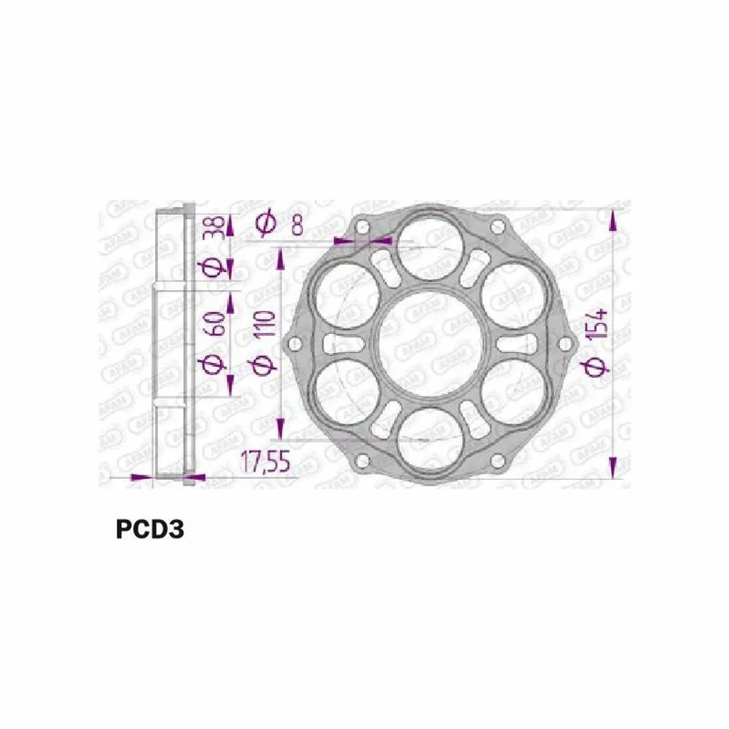 Support de pignon AFAM pour DUCATI PCD3 avec vis de fixation incluses - 5