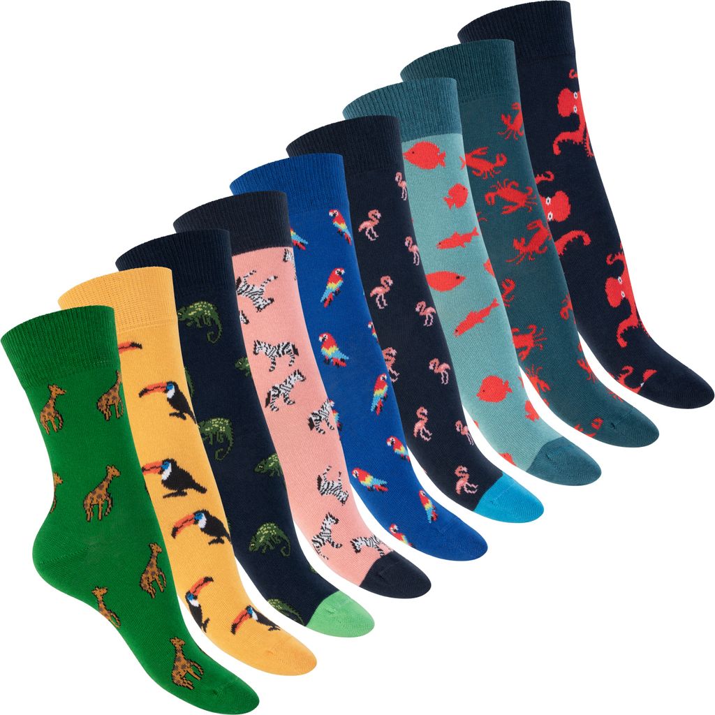 Footstar Damen & Herren Bunte Motiv Socken (9 Paar) Lustige Produktbild 