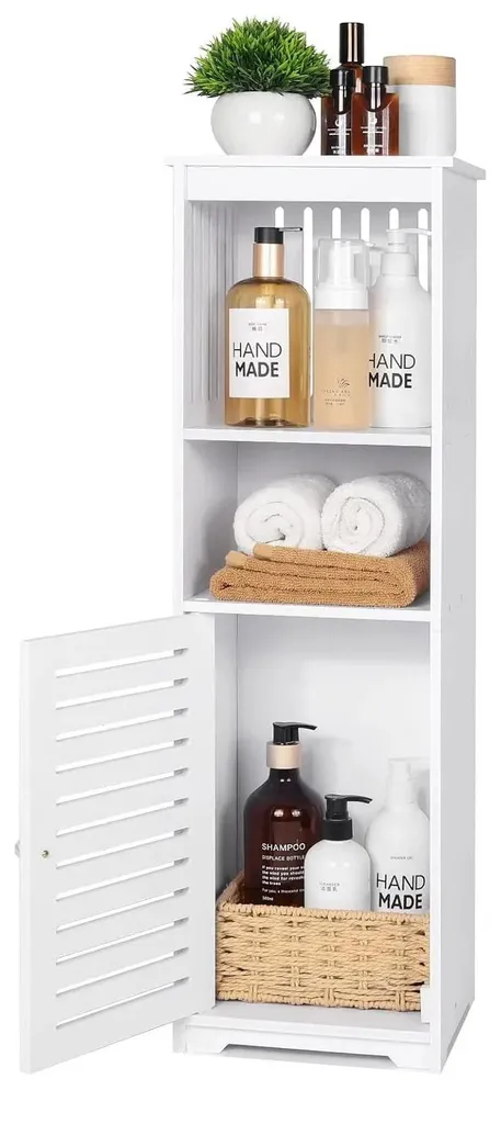Rangement WC gain de place pour petits espaces meuble blanc 25x20x80cm