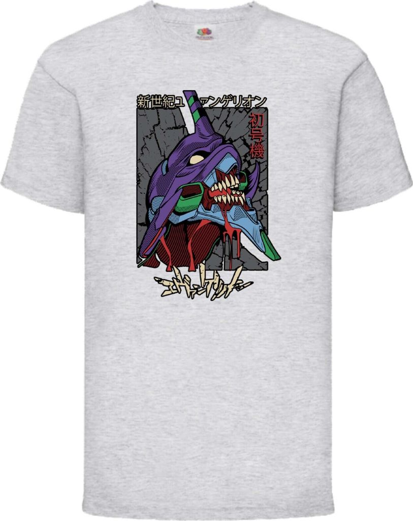 Kinder T-Shirt Neon Anime Genesis Manga Evangelion Eva Unit 02 Eva Unit, 3-4 Jahr - 104 / Grau