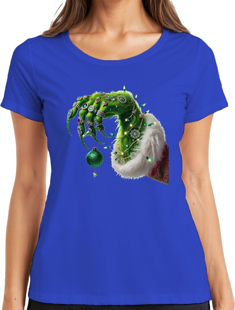 Grinch Hand Weihnachtskugel Christbaum - Weihnachten Christmas Xmas Damen T-Shirt, Blau, XXL