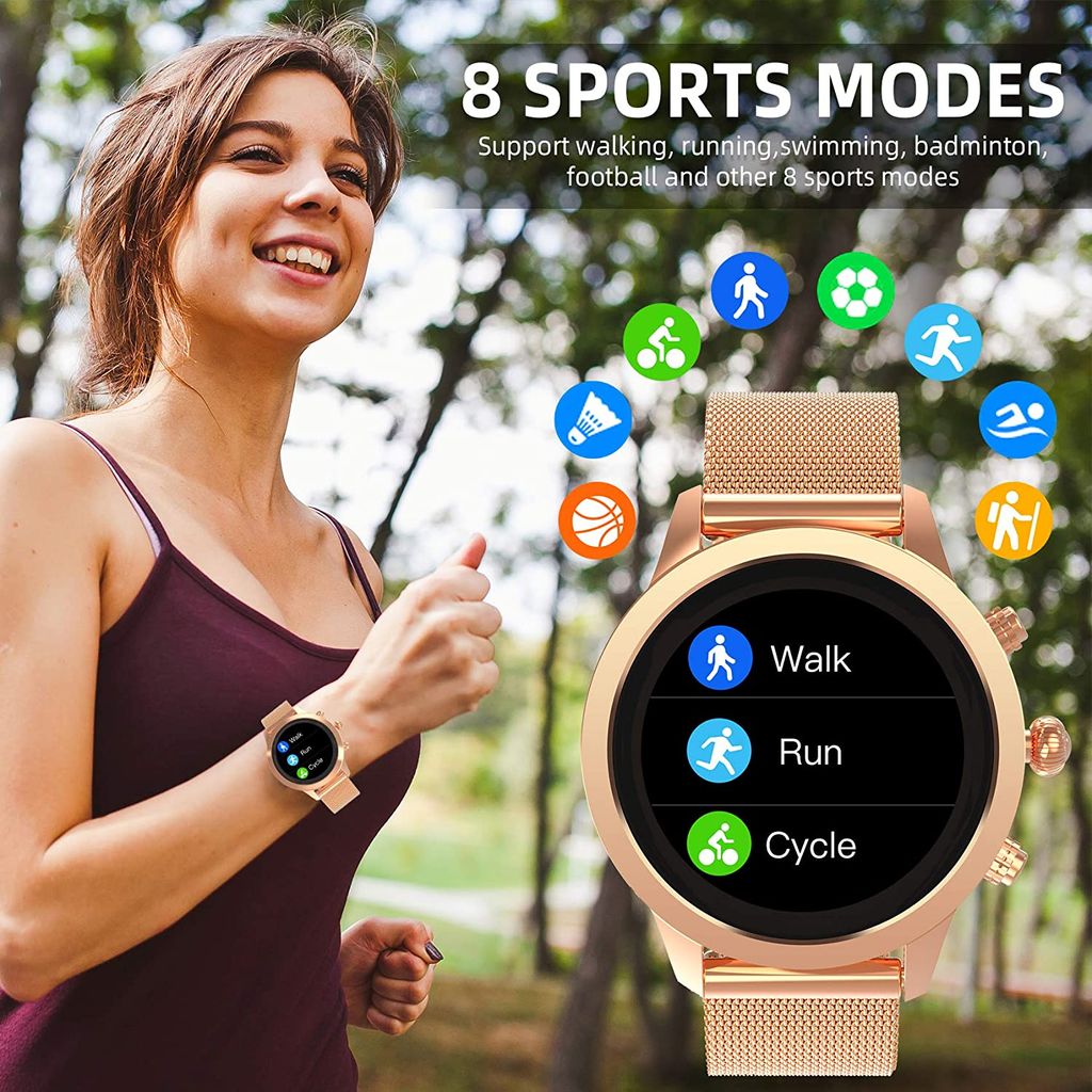 Smartwatch Damen IP67 Wasserdicht Sportuhren Fitness Tracker Aktivitätstracker 