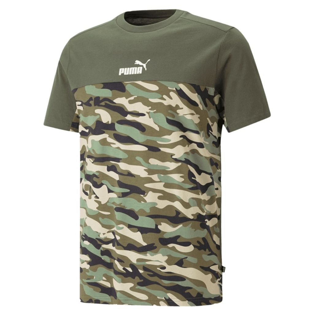 PUMA Essentials Block Camouflage T-Shirt Herren 73 - green moss S