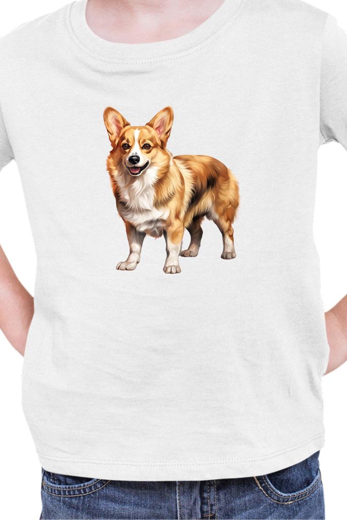 Kinder T-Shirt Dogs Breeds Pembroke Welsh Corgi Dog Breed 005, 12-13 Jahr - 152 / Weiß