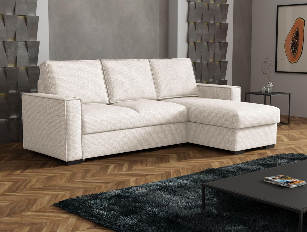 Chilly Marina Ecksofa L-Form 228x155 cm –Schlaffunktion 135x194 cm, Bettkasten, universell montierbar - Egon 25