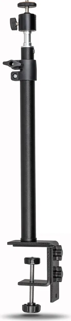 Walimex pro Treppiede per lampada da tavolo regolabile in altezza da 35 a 65 cm, treppiede da tavolo con testa a sfera per rotazione di 360° e inclinazione di 90°, treppiede con attacco a morsetto per illuminazione da studio e telecamera - 1