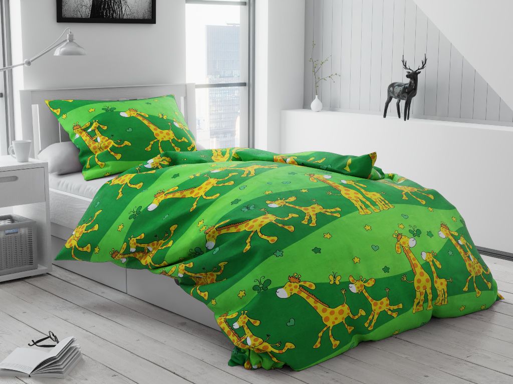 Bettwäsche aus Baumwolle Giraffe grün
