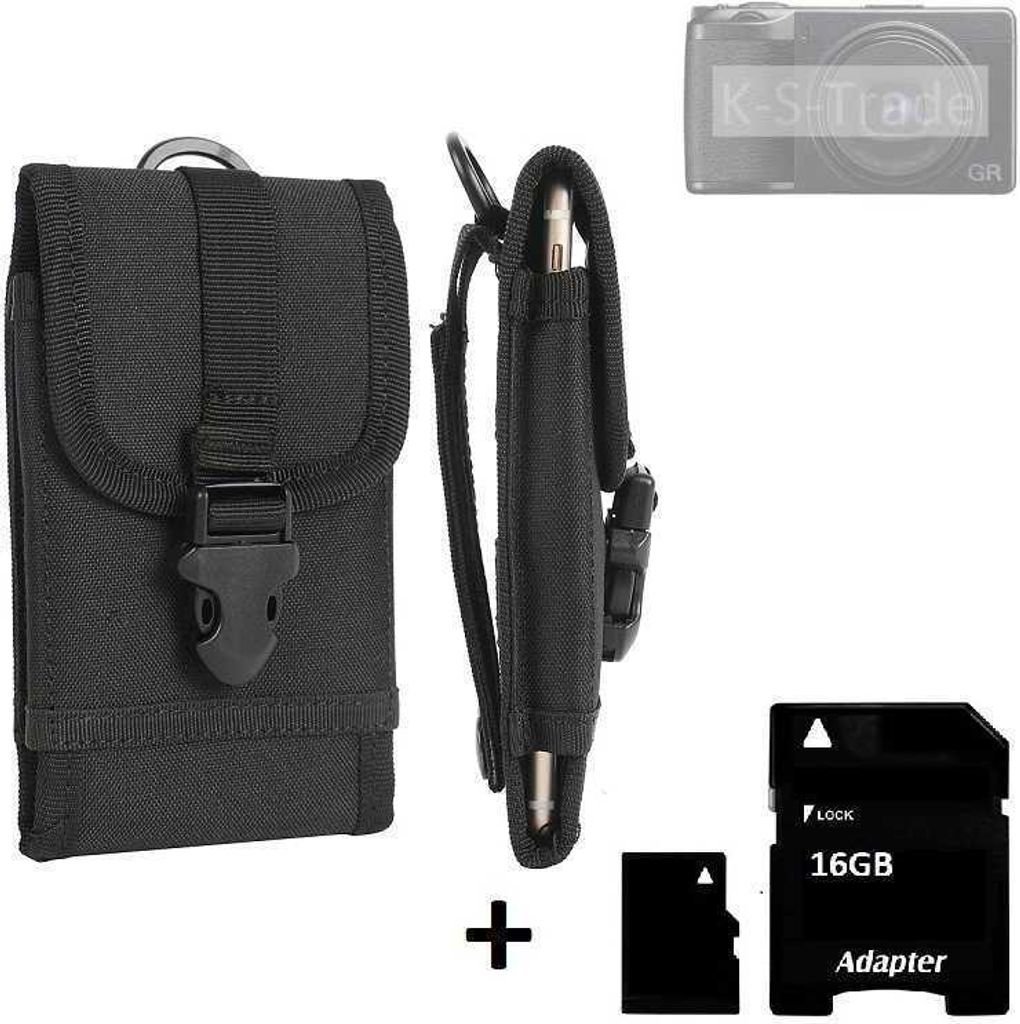 Gürteltasche für Kompaktkameras kompatibel mit Ricoh GR IIIx Holster Kameratasche + 16GB Speicherkarte Gürtel Tasche wasserabweisend robuste Schutz