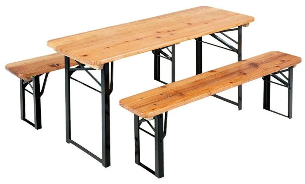 Salon de jardin 3 pièces avec table de 110 cm - Mobilier extérieur naturel