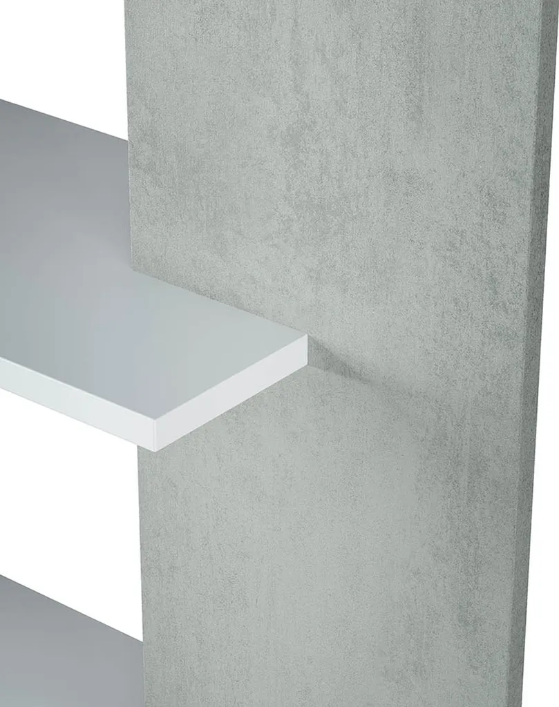 Étagère de bibliothèque ALIDA décor gris ciment - 90x180x25 cm moderne