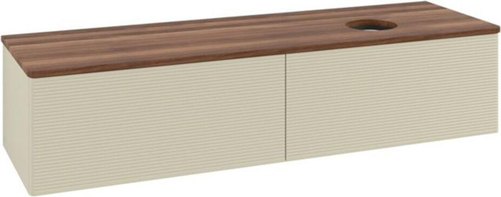 V&B Waschtischunterschrank mit Frontstruktur -Beleuchtung Antao 160x50cm, WBP-farbe w. wal, si Gr m Lac