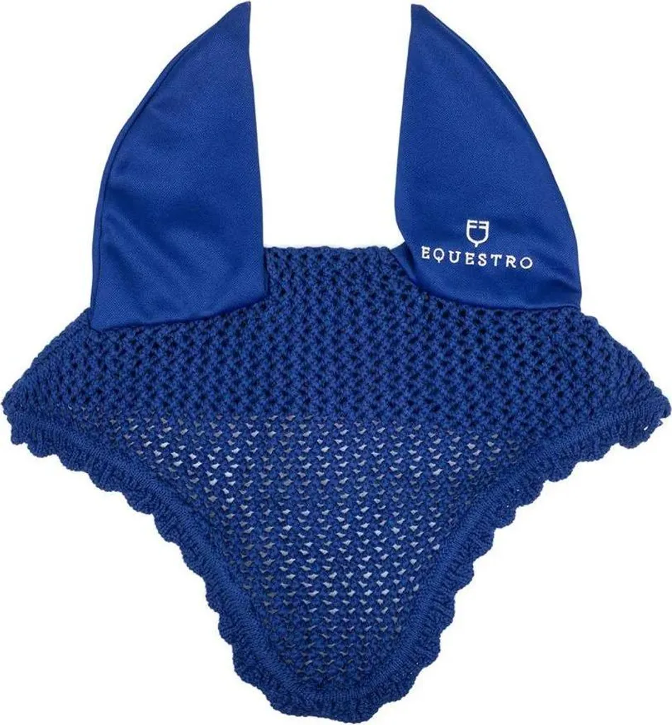Bonnet anti-mouches cheval Equestro Bleu Full idéal pour concours et CSO
