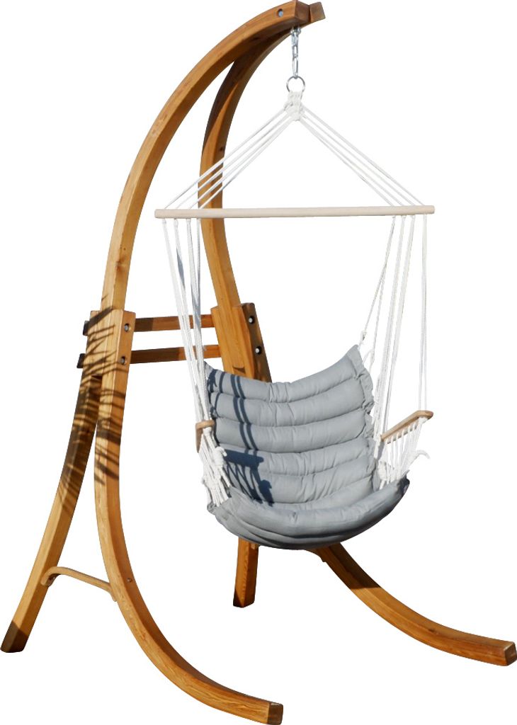 ALEOS. DESIGN Hängesessel Hängestuhl MALY mit Gestell aus Holz Lärche CAT-MALY Holzgestell komplett mit Stoffsessel