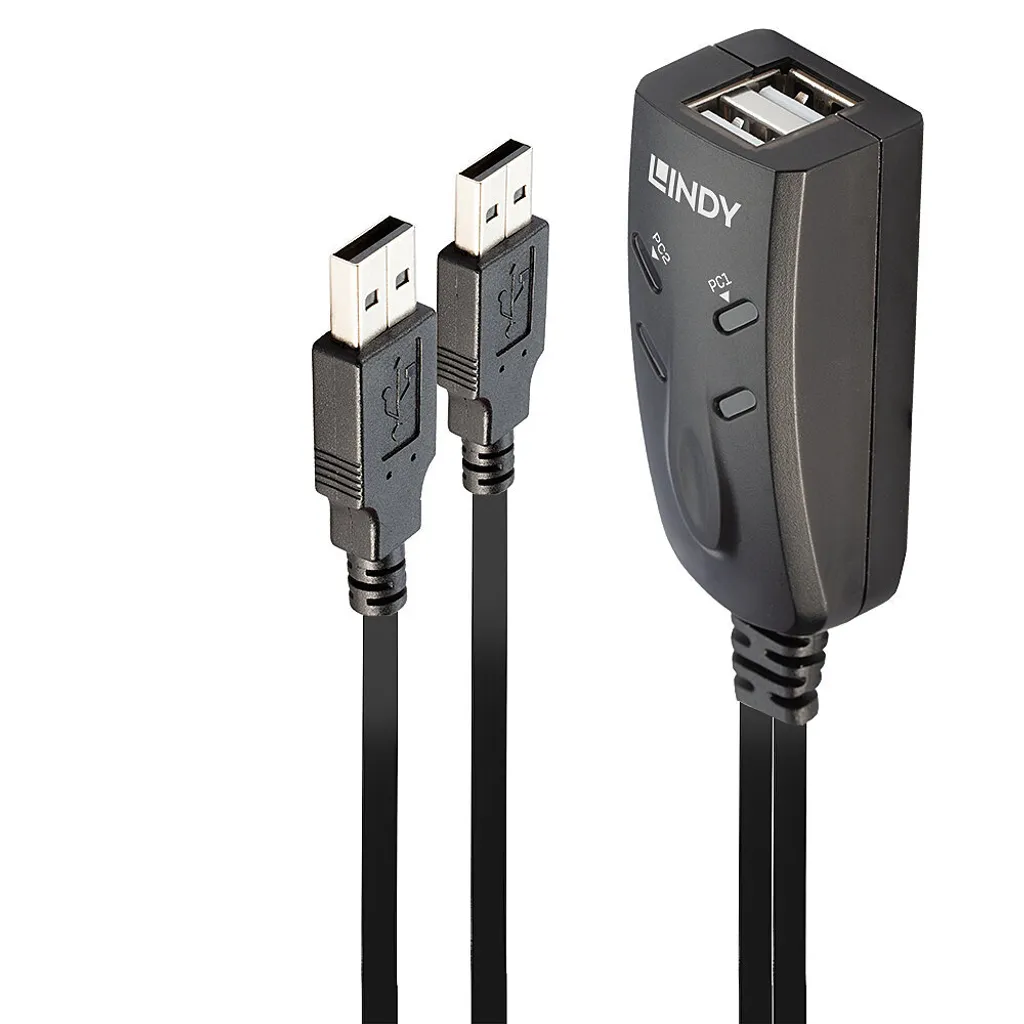 Switch KVM USB Lindy Compact 2 Ports pour Contrôle PC Double sans Latence