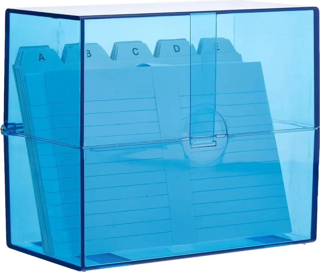 Boîte à fiches A6 contre le désordre de bureau bleu-transparent