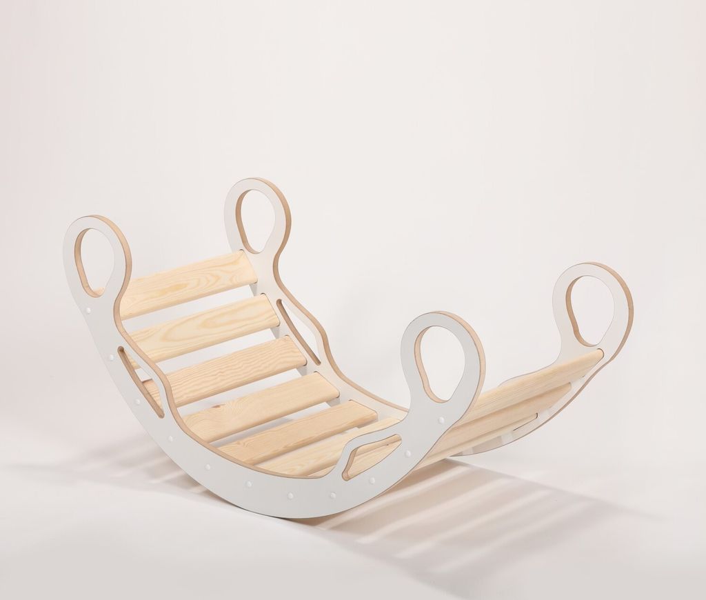 Woodforkid Klettergerüst Kinder Montessori MDF Zosia Gr. L, Kletterbogen mit Kissen