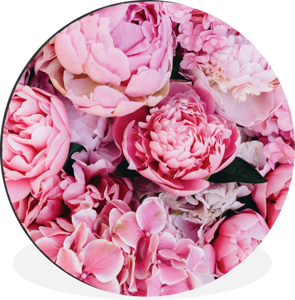 MuchoWow Aluminium Wandkreis Blumen - Rosa - Rosen Ø 60 cm Wanddeko Modern Wohnzimmer - Wand Kreis - Wandbild - Schlafzimmer - Aluminium Bild - ...