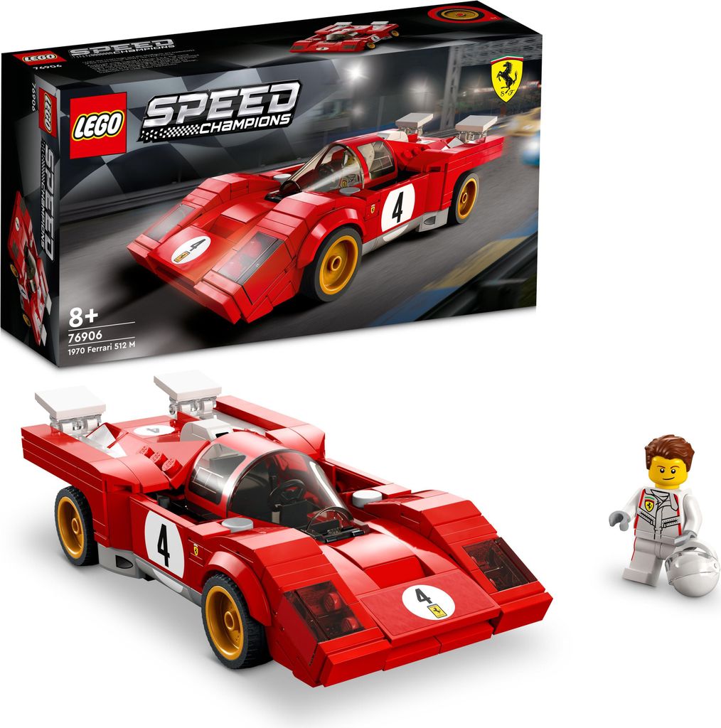 LEGO Speed Champions 1970 Ferrari 512 M Bausatz für Modellauto, Spielzeug-Auto, Rennwagen für Kinder, 2022 Kollektion 76906