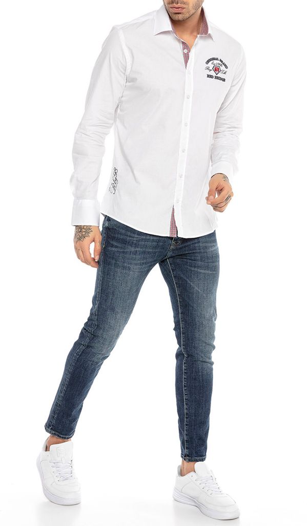 Red Bridge Herren Diamond RBJ-98 Design Modern Fit Langarm Hemd