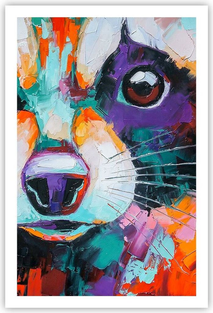 Poster - Poster ohne Rahmen - Waschbär Bunt Öl - 61x91,5 cm - Wand Bild - Wanddeko - Wandbilder - Kunstposter - Wandposter - Bilder - Kunstdruck ...