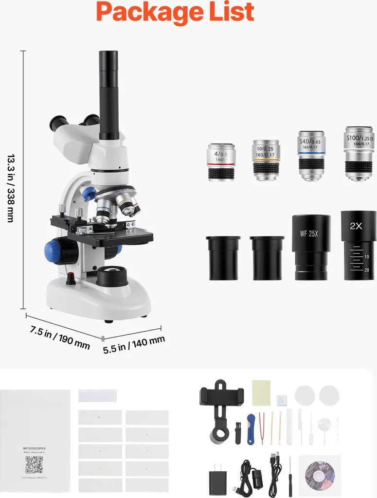 Microscope pour Recherche Scientifique avec Support Smartphone 4K