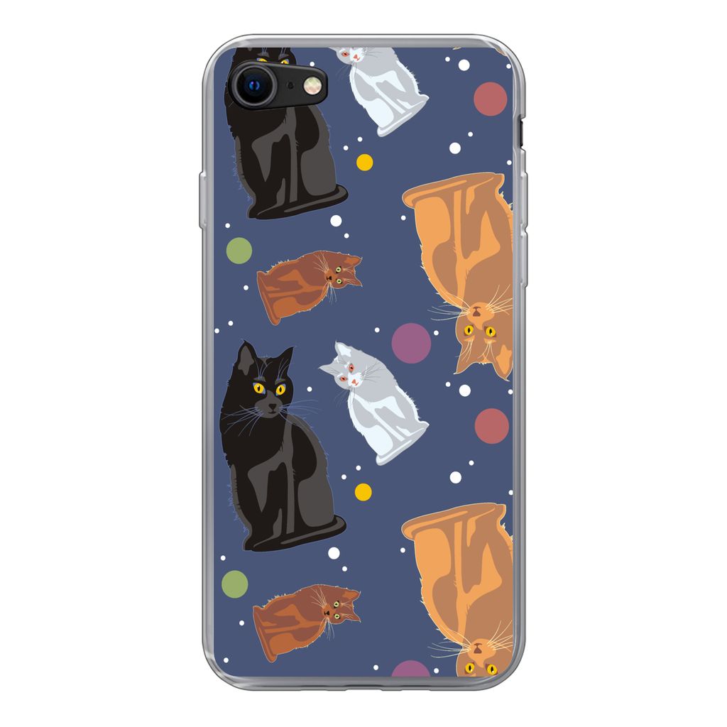 MuchoWow Handyhülle Schutzhülle Hülle für iPhone SE 2022 Muster - Katze - Weltraum - Jungen - Mädchen - Kinder - Kinder Silikon Softcase Han...