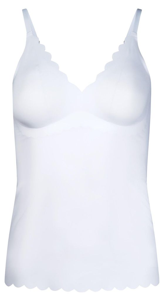 SKINY Damen Spaghetti-Shirt - Sensation, Top, V-Ausschnitt, Pads, Mikrofaser Weiß S