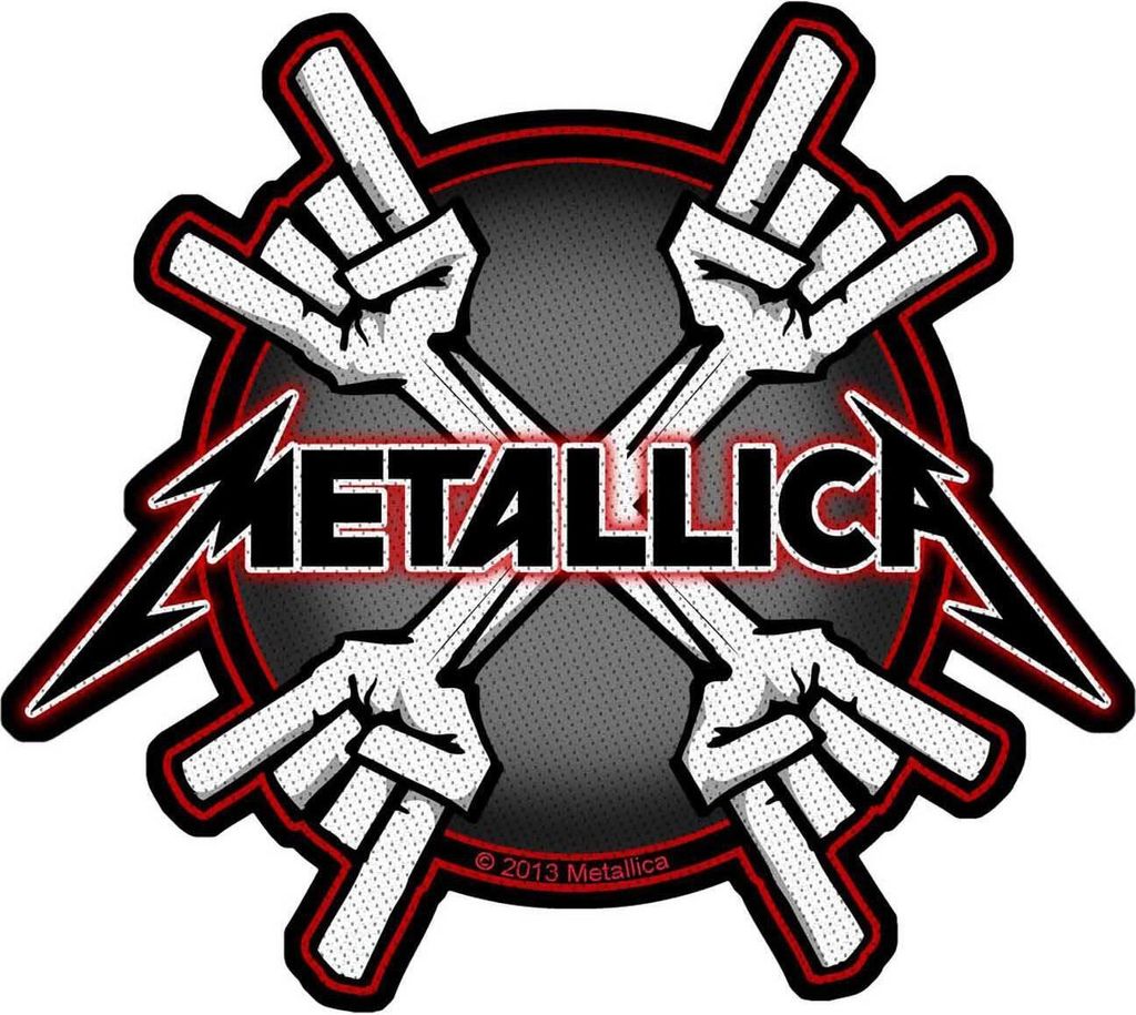 Metallica - Hörner - Patch - Polyester RO1084 (Einheitsgröße) (Schwarz/Grau/Weiß)