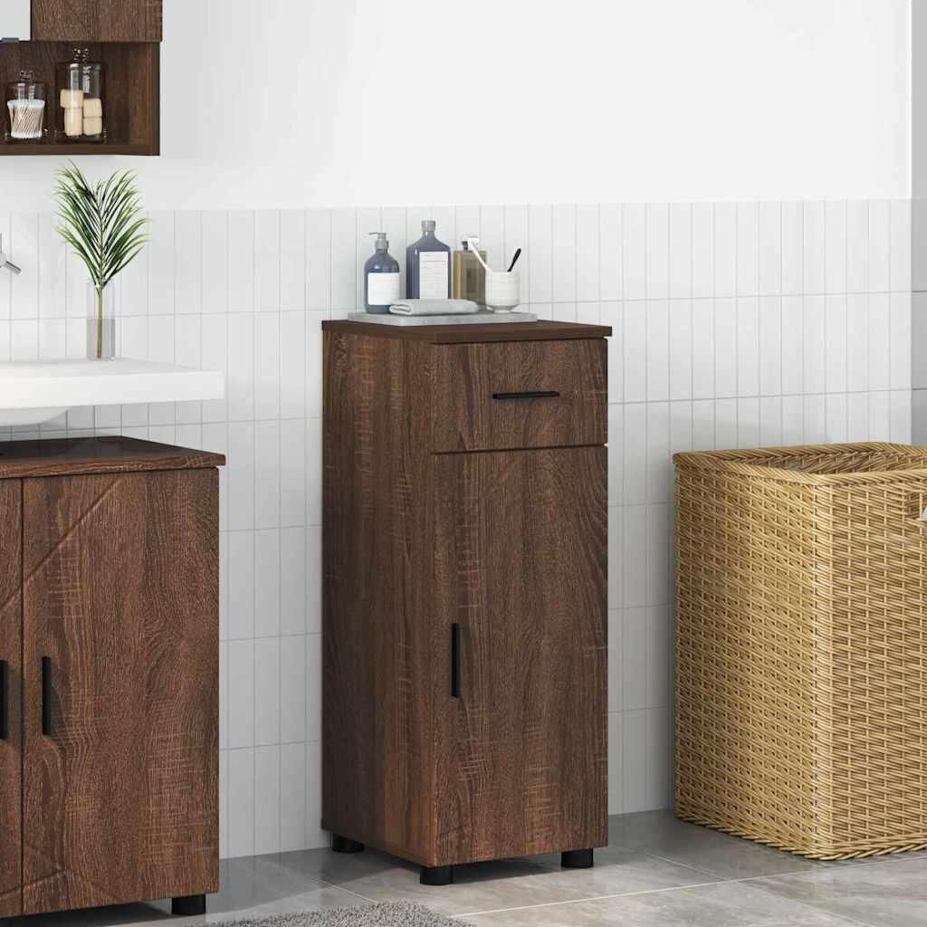 "Schlussverkauf" Badkommode Badezimmschrank, mit Reichlich Stauraum, mit Tür Braun Eichen-Optik 30x35x80 cm C9331