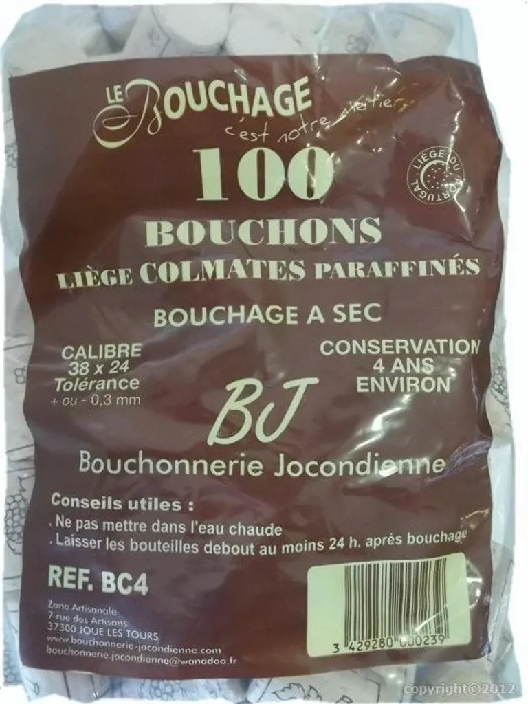 Bouchons Colmate 38x24 Bouchonnerie Jocondienne pour bouteilles x100