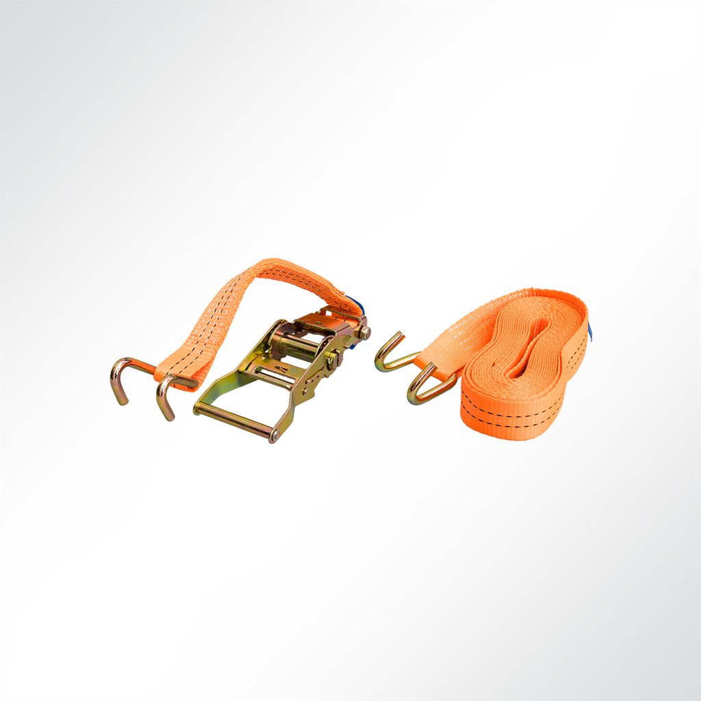 Ratschen Zurrgurt Spanngurt mit Klauenhaken 6,1 Meter 35mm orange 2000kg 2t EN12195-2