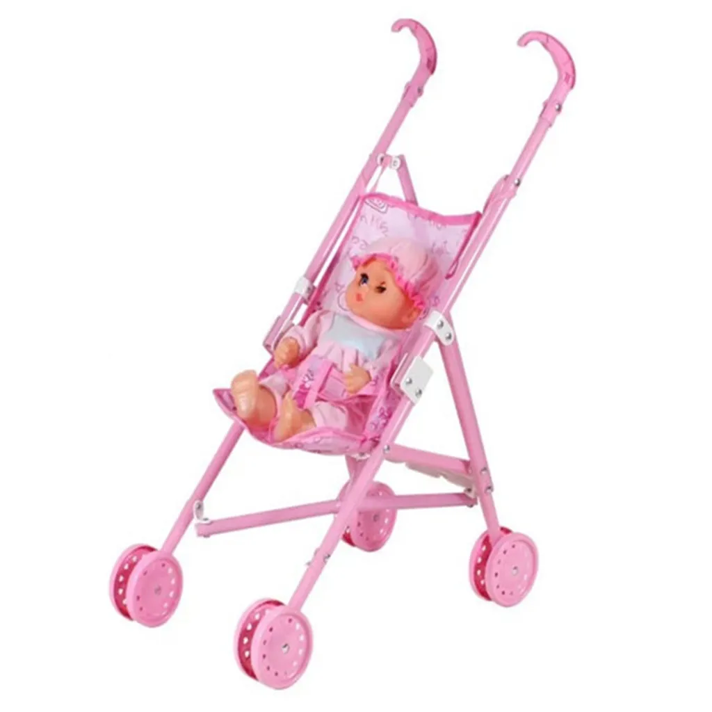 Pack Poupée Bébé et Poussette Pliable pour Jeu de Rôle Créatif Enfant