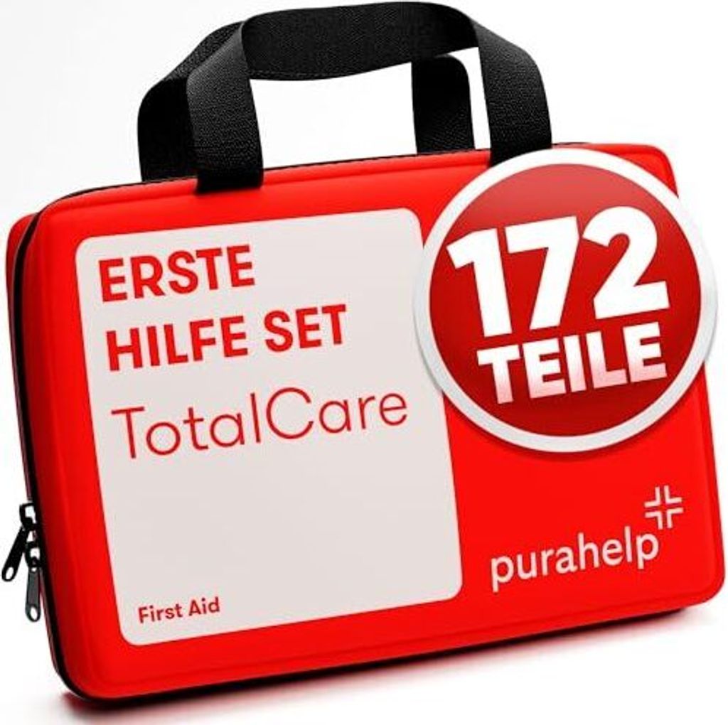 Erste Hilfe Set - 172 Teile für Zuhause, Büro oder Unterwegs - Reiseapotheke Set für Outdoor, Kinder