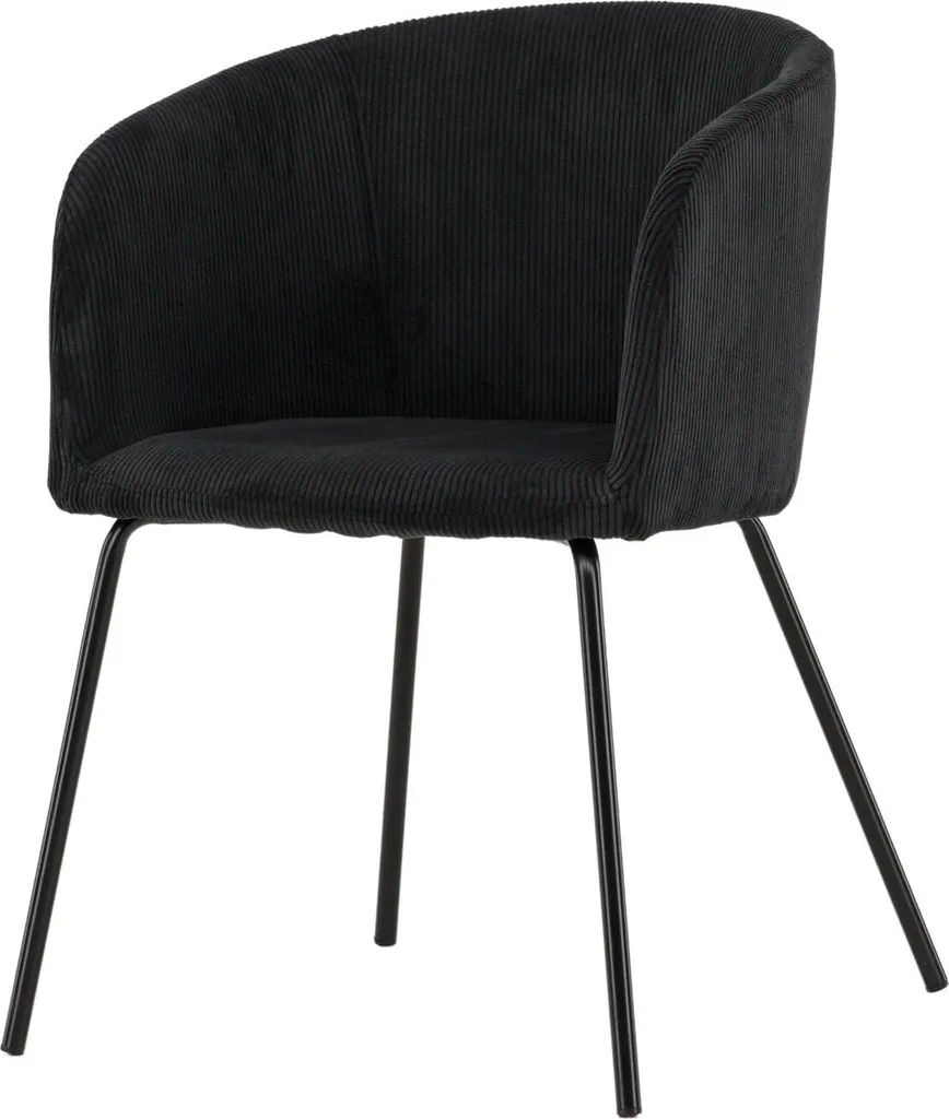 Chaise de salle à manger Berit en velours noir avec accoudoirs confort