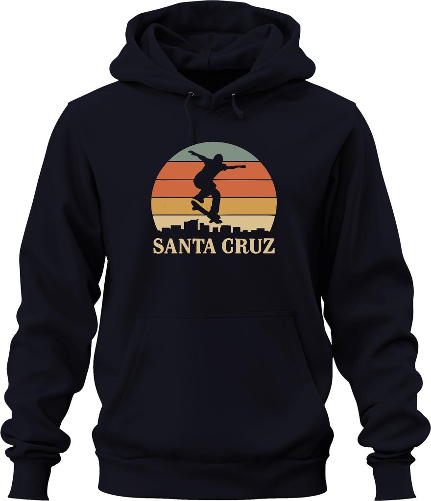 Santa Cruz Skateboard Skater Retro Sonnenuntergang Vintage Strand Uni Hoodie Kapuzenpullover, Navy, 3XL