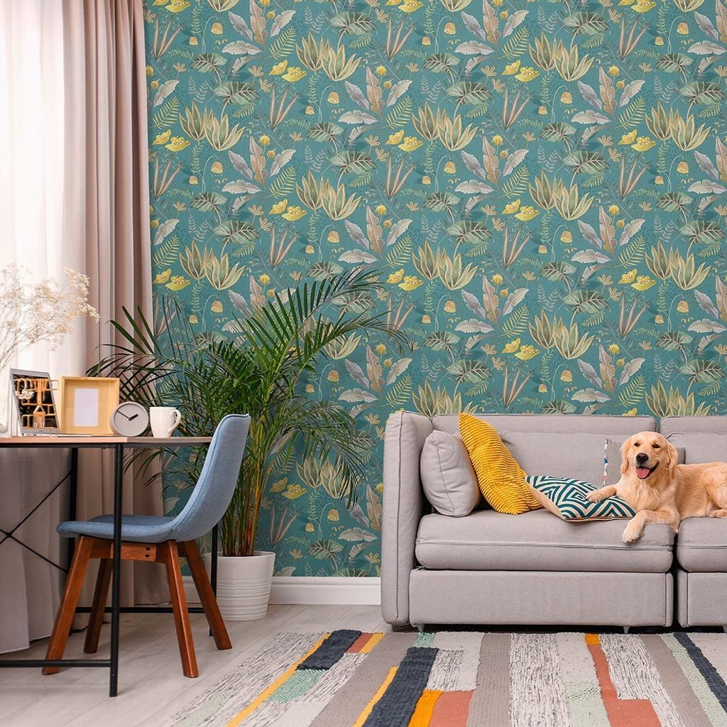 Tapete Lenni Blumen M1-No.10960 Vlies Petrol Grün Tadessi 10.05 m x 0.53 m