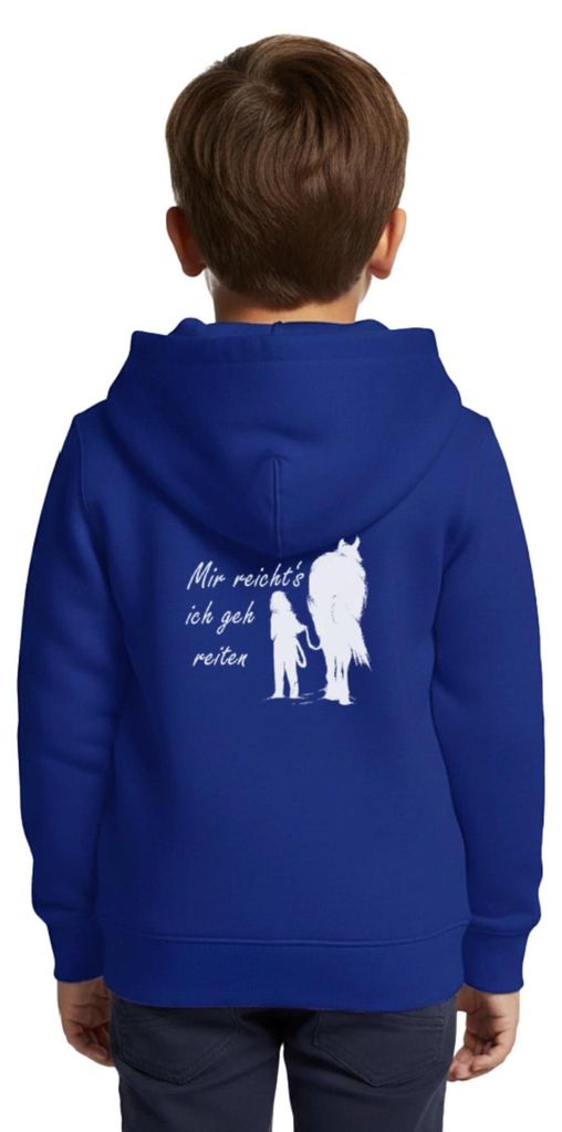 Spreadshirt Mir Reichts Ich Geh Reiten Lustiger Pferde Spruch Kinder Premium Organic Zip Hoodie, 146/152 (10 Jahre), Royalblau