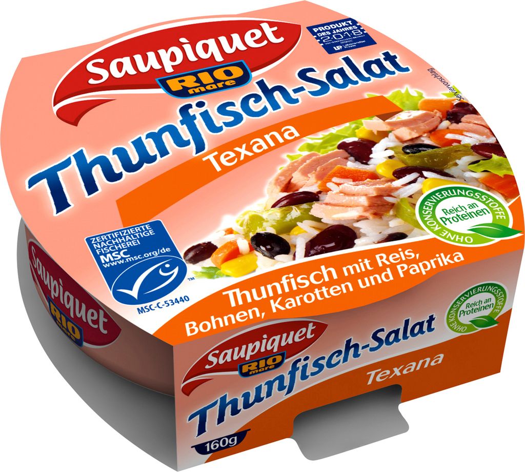 Saupiquet Thunfisch Salat Texana Reis Bohnen Karotten Paprika 160g