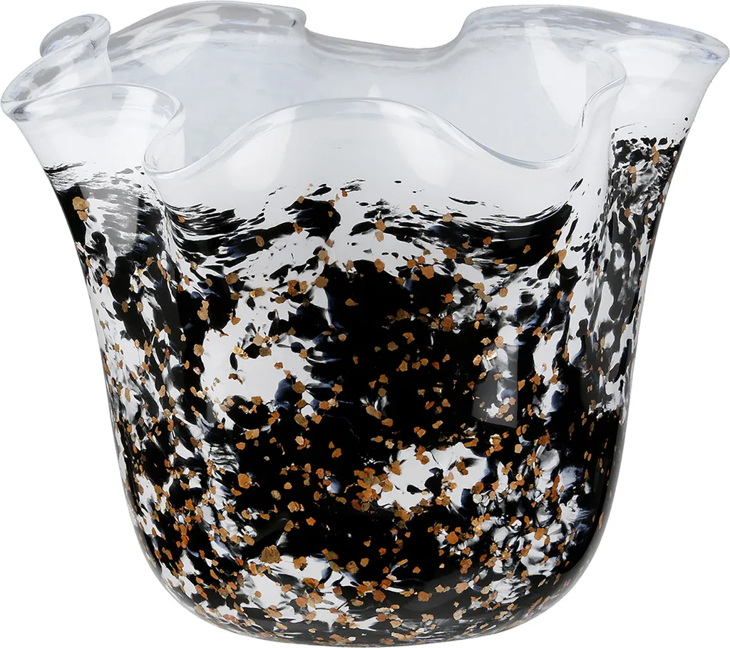 Vase en verre stable noir et blanc pour bouquets lourds Gilde 16,5cm