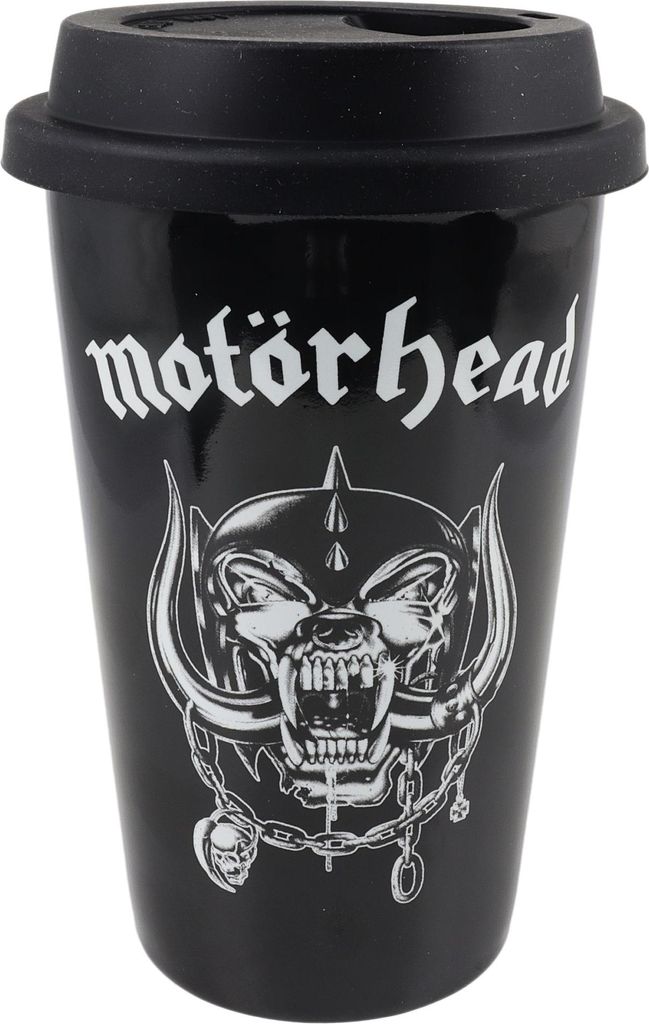 Reisebecher Motörhead Warpig Keramik schwarz Kaffeebecher to go Festival Kaffeetasse