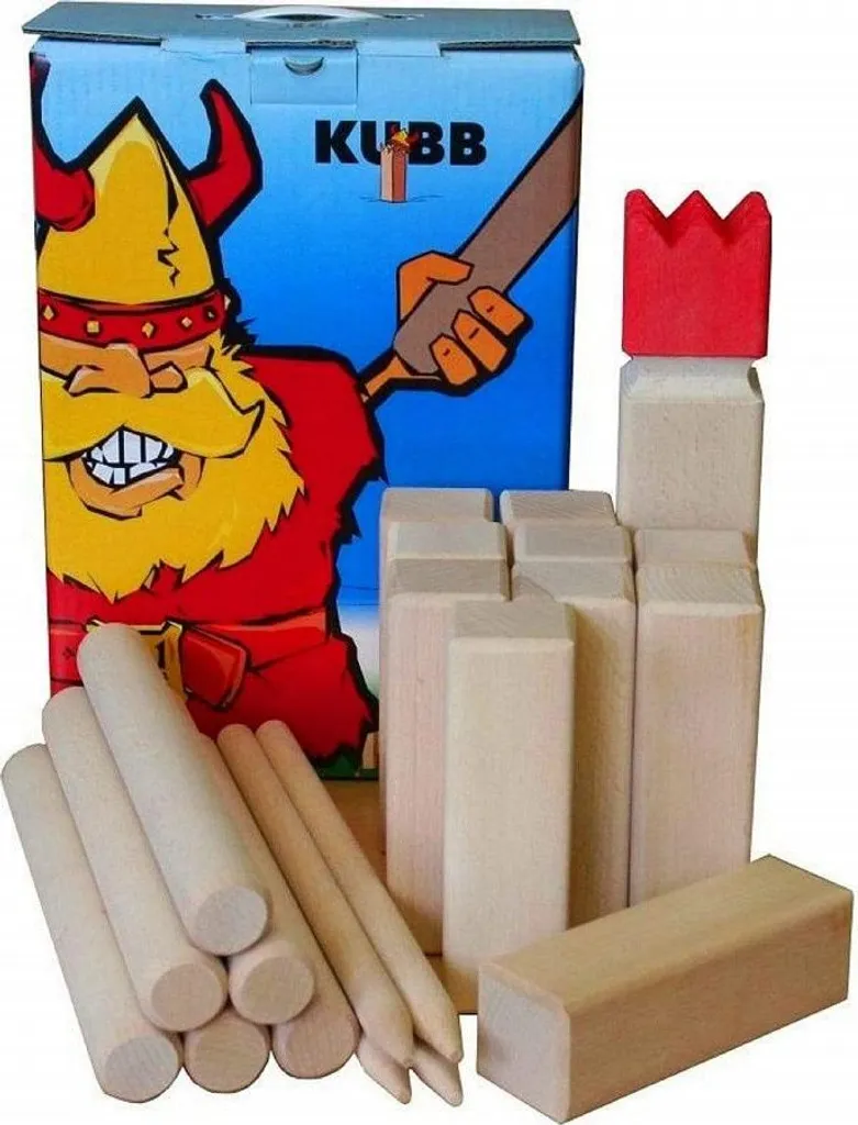 Jeu de Kubb version luxe en bois dur massif - Set de quilles suédois - 2